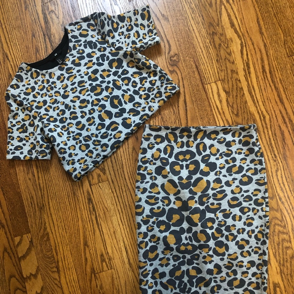 leopard skirt set